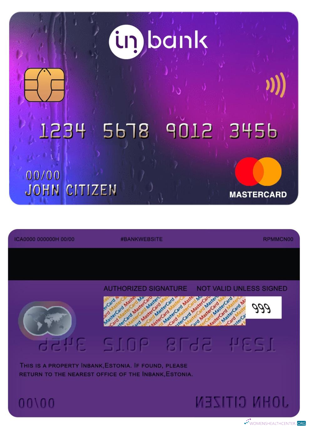 Download Estonia Inbank mastercard Photoshop template